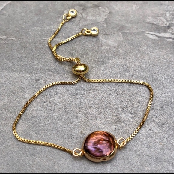 Stunning Natural Peacock Pearl 18K Gold Bracelet - Picture 2 of 7